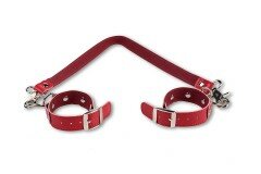 Наручники Красные со связкой из кожи