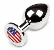 Большая анальная пробка с американским флагом, 9х4 см