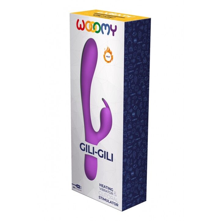 Вибратор-кролик Wooomy Gili-Gili Vibrator with Heat Purple, отросток с ушками, подогрев до 40 °С